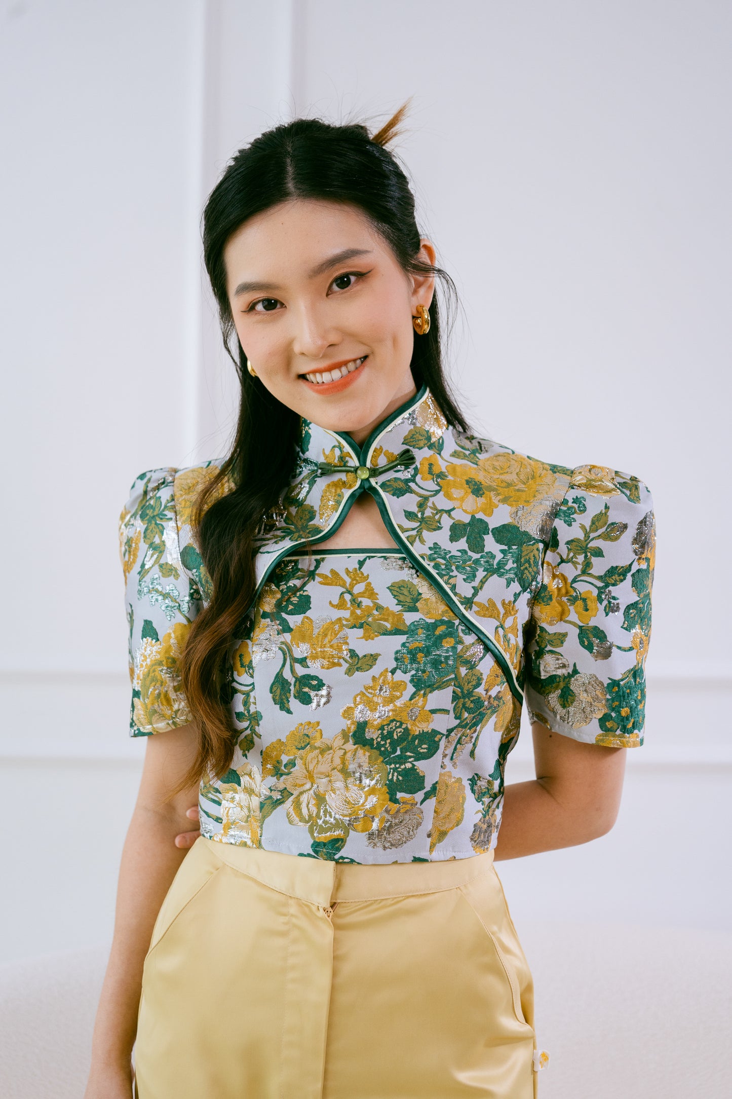 Blooming Hua Top in Jade Green