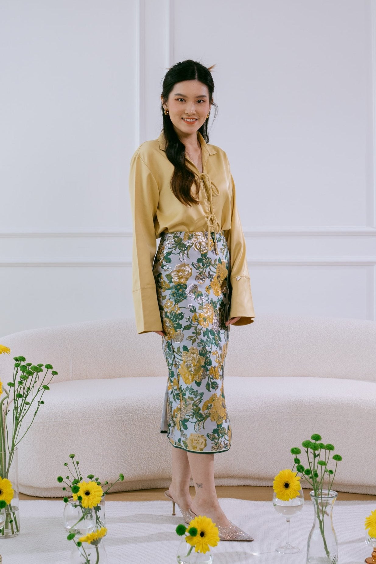 Blooming Hua Skirt in Jade Green